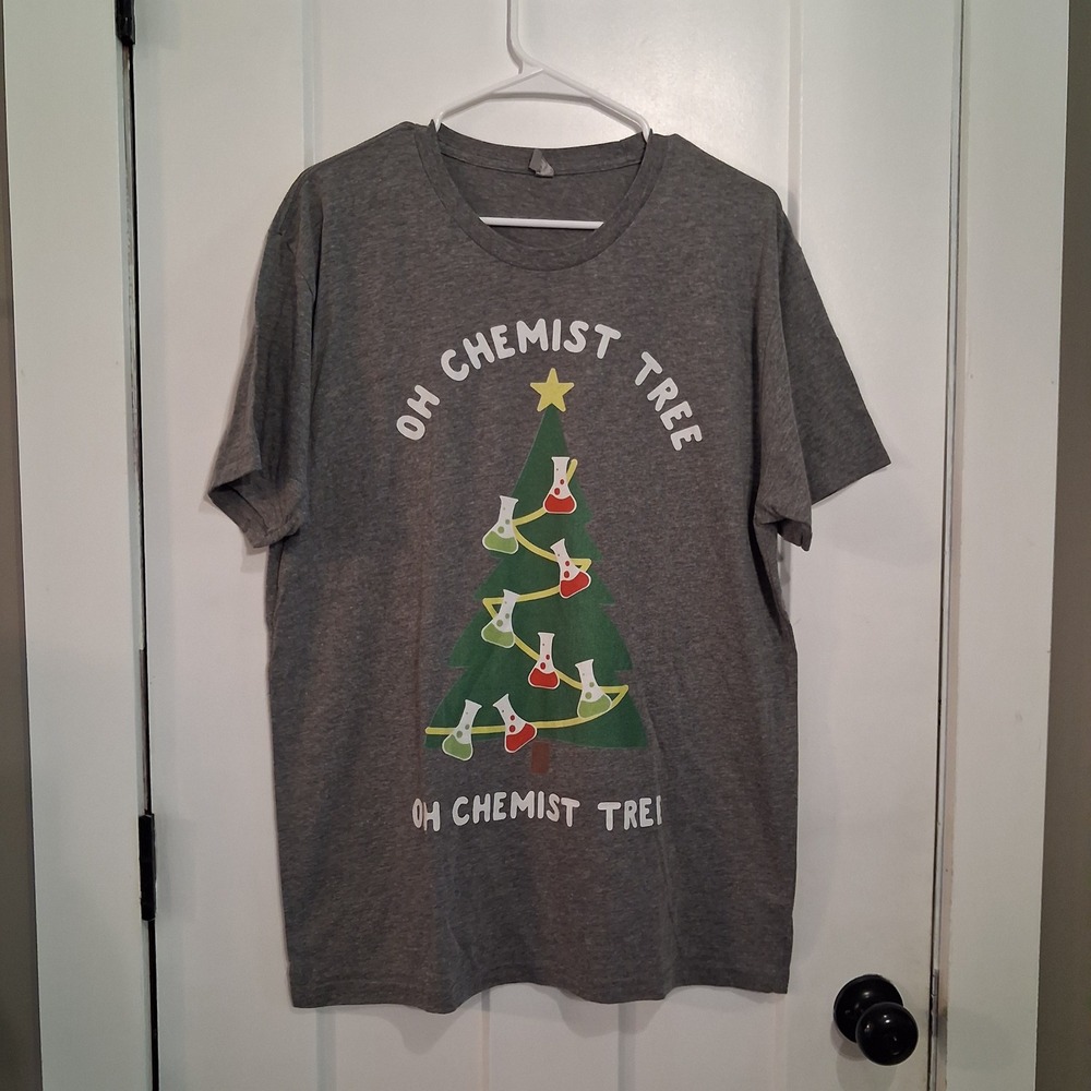 Next Level T-Shirt Mens XL Gray Oh Chemist Tree Science Graphic Novelty Holiday